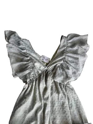 Sage Green Swiss Dot Babydoll Mini Dress - Size S - NWT thumbnail 4