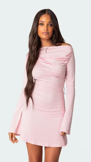 Edikted Leena Gathered Mini Dress thumbnail 1