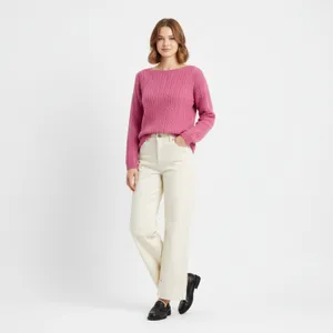 100% Cashmere Pink Ribbed Crew Neck Long Sleeve Sweater by Tweeds M thumbnail 8