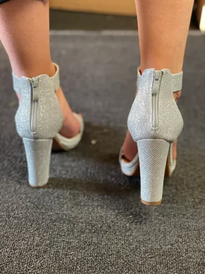 Top Moda Silver Shimmery Chunky Heel Sandal thumbnail 5