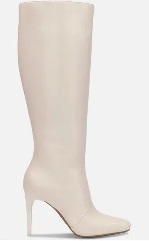 INC Women' VIDELP Faux Leather Zipper Square Toe Knee-High Boots | Off-White thumbnail 1