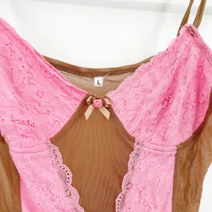 Womens Coquette Y2K‎ Sweetheart Neck Ruffled Sheer Mesh Lace Cami Corset Top L thumbnail 3