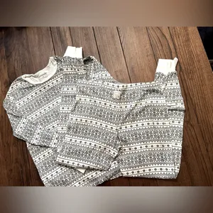 Women’s burts bees matching family jammies in fair isle ivory size M EUC thumbnail 2