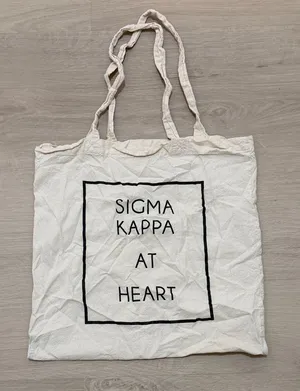 Sigma Kappa Canvas Tote Bag in Natural with Black Print thumbnail 1