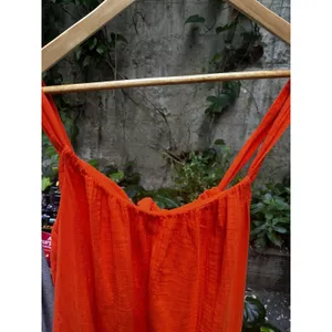 Old Navy halter dress L Orange Flowy Island Trip Cotton Sleeveless Summer Beach thumbnail 4
