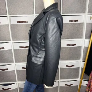 Akira Double Breasted Vegan Leather Blazer Jacket Size Large thumbnail 3