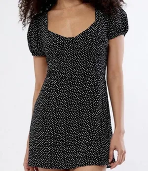 L.A. HEARTS Womens S Black White Ditsy Floral Puff Dress thumbnail 1