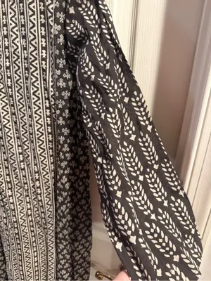 World Market Black and Beige Boho Print Kaftan Midi Dress thumbnail 7