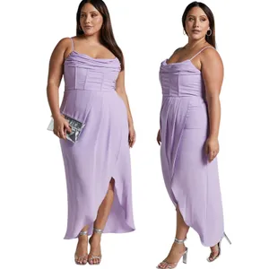 Showpo Andrina High Low Faux Wrap Corset Dress in Lilac size 16 NWT thumbnail 2