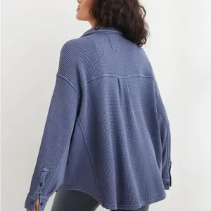 Aerie LumberJane Waffle Shirt Fresh Bright Blue Size Small thumbnail 4