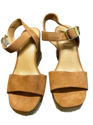 Cool Planet by Steve Madden Cork Wedge Espadrille Sandals Camel Size 7 thumbnail 2