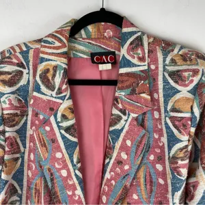Vintage 80s 90s Pastel Retro Funky Blazer Jacket Sz 16 Boho Aztec Western thumbnail 4