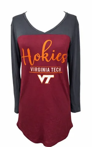 Virginia Tech Hokies Women’s Long Sleeve S Tee VT Football Game Day Sporty Shirt thumbnail 1