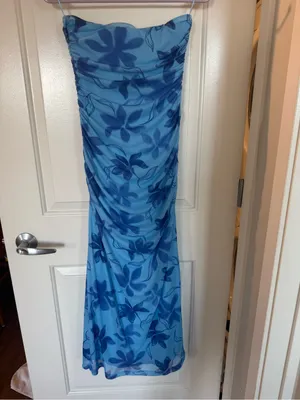 Rachel Pally Blue Floral Strapless Maxi Dress thumbnail 5