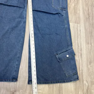 SHEIN Dark Blue Wide Leg Cargo Jeans thumbnail 5