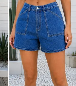 Vintage Too Hot Y2K Denim Utility Shorts High Rise Blue Size 12💛🍄 thumbnail 1