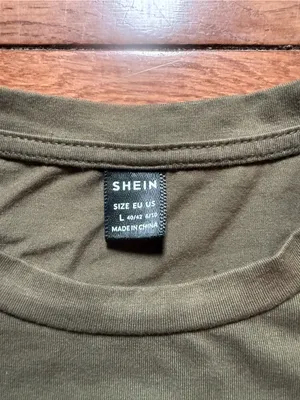 SHEIN Olive Green Cropped Short Sleeve T-Shirt Womens Size L Minimalist Basic thumbnail 2