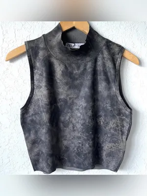 Zara antique wash gray mock neck crop tank S thumbnail 2