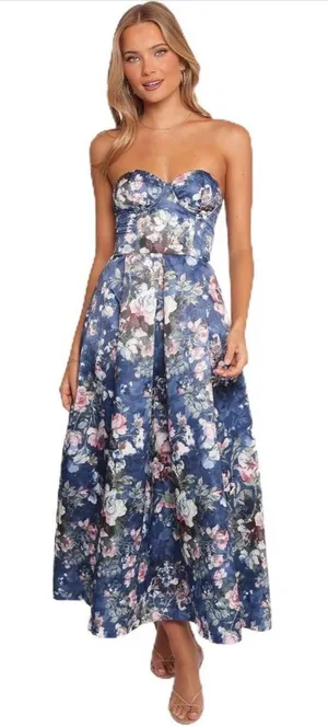 Petal & Pup Women's Darina Strapless midi Dress Midnight Floral Size Large thumbnail 1