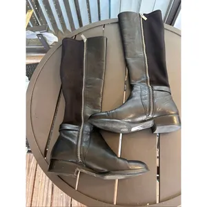 Michael Kors Hamilton Riding Boots Black /Silver Logo Size 6.5 M thumbnail 13