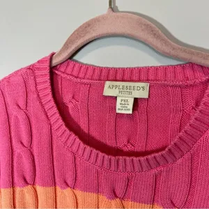 Appleseeds Women’s Striped‎ Pastel Rainbow Sweater Cable Knit Chunky PXL thumbnail 3