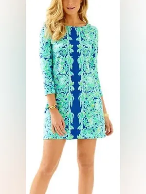 Lilly Pulitzer Marlowe Koala of the Wild T Shirt Dress Blue Green XXS Pima NWOT thumbnail 2