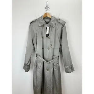 J.Crew Relaxed Trench Coat Satin Crepe Mid Length Silver Gray Insulated US 2 NWT thumbnail 7