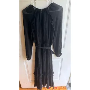 Aritzia x Little Moon Women's Verbena Long Sleeve Chiffon Midi Dress in Black S thumbnail 7