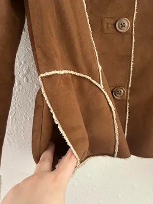 Vintage Y2K Old Navy Brown Faux Suede Sherpa Lined Penny Lane Jacket M thumbnail 8