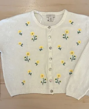Sincerly Jules Cream Floral Embroidered Button Cardigan Sweater thumbnail 1