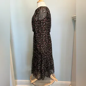 Lara Guidotti Anthropologie Floral silk blend sheer long sleeve dress size M thumbnail 14