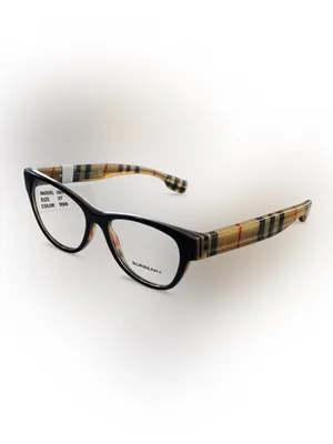 Burberry Black Cat-Eye Glasses with Signature Check Temples thumbnail 2