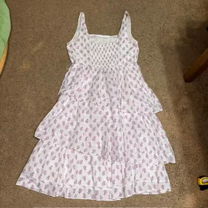 J. Crew Floral Tiered Midi Dress Sleeveless White Violet Storm 12 thumbnail 6