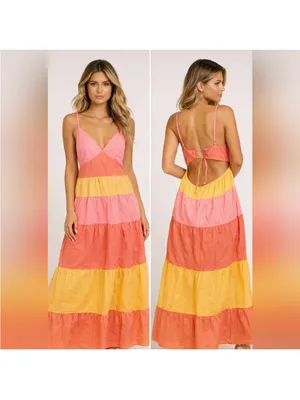Tiered Colorblock Maxi Dress thumbnail 2