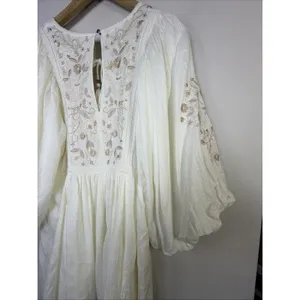 Anthropologie Viveka Embroidered Lace Mini Dress Medium goddess bohemian fairy thumbnail 15