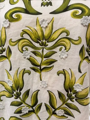FARM RIO Milani Blouse Floral Puff-Sleeve Women's Top in Olive Green Size Large thumbnail 7