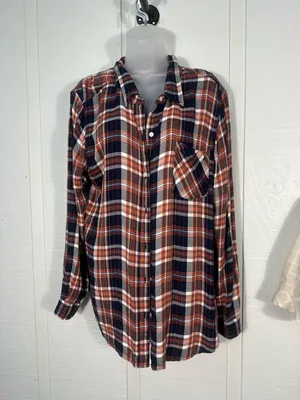 Lucky Brand Brown Plaid Long Sleeve Shirt Size XL EUC thumbnail 2