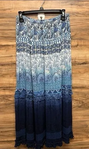 Dressbarn Boho‎ Ombre Blue Maxi Skirt thumbnail 1