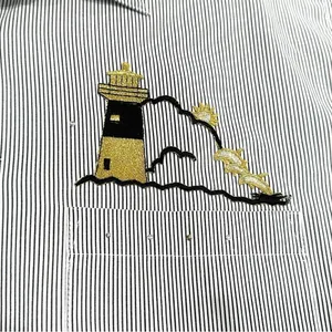 Vintage Las Olas Nautical Embroidered & Embellished Button Down Striped Shirt thumbnail 2