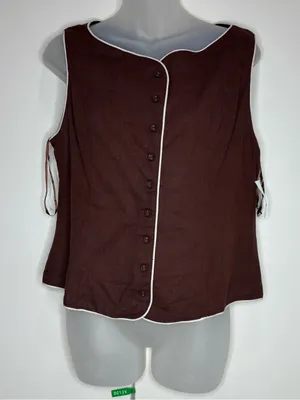 White Closet linen Sleeveless Brown Button-Front vest office business small NWT thumbnail 1