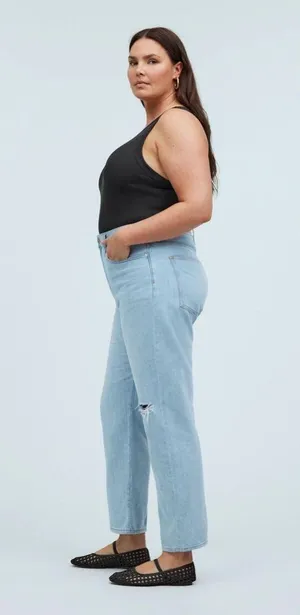 NWT Madewell 90’s Straight Jean 33 needs to be washed liquid spilled on front thumbnail 3