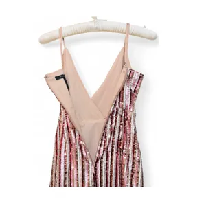 BcbgMaxAzria Sleeveless Bare Pink Combo Sequence Faux Wrap Mini Dress Size 2 thumbnail 11