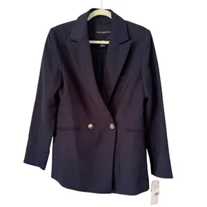 NWT French Connection Oversized Navy Blue Blazer Gold Buttons Size XS thumbnail 4