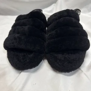 UGG Fluff Yeah Slide Womens 8 Sheepskin Slip On Slide Slippers Black Cozy thumbnail 8