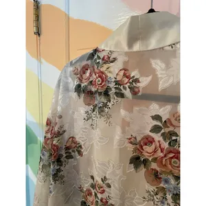 Vintage Kathryn Sheer Floral Lace Kimono Robe Duster Cover Up Satin Size Small thumbnail 6