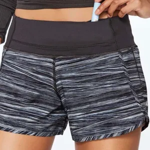 Lululemon Run Times Short Size 10 Black White Gray Stripe LW7B36S Lined thumbnail 1