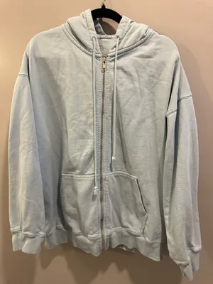 John Galt Oversized Full Zip Hoodie Light Blue thumbnail 1