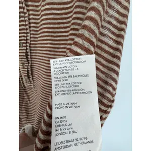 Free People Tank Top Striped Henley Medium Brown Linen Blend Boho Sleeveless thumbnail 11