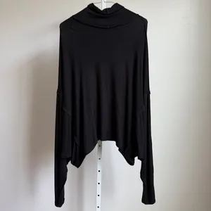 Free People We The Free Relaxed Witchy Slouchy Lagenlook Cowl Neck Top XS Black thumbnail 7