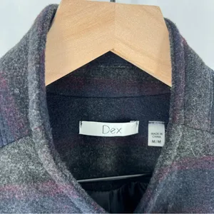 DEX Wool Blend Stylish‎ Striped Womens Crossover Asymmetric Hem Jacket Gray Size M thumbnail 2